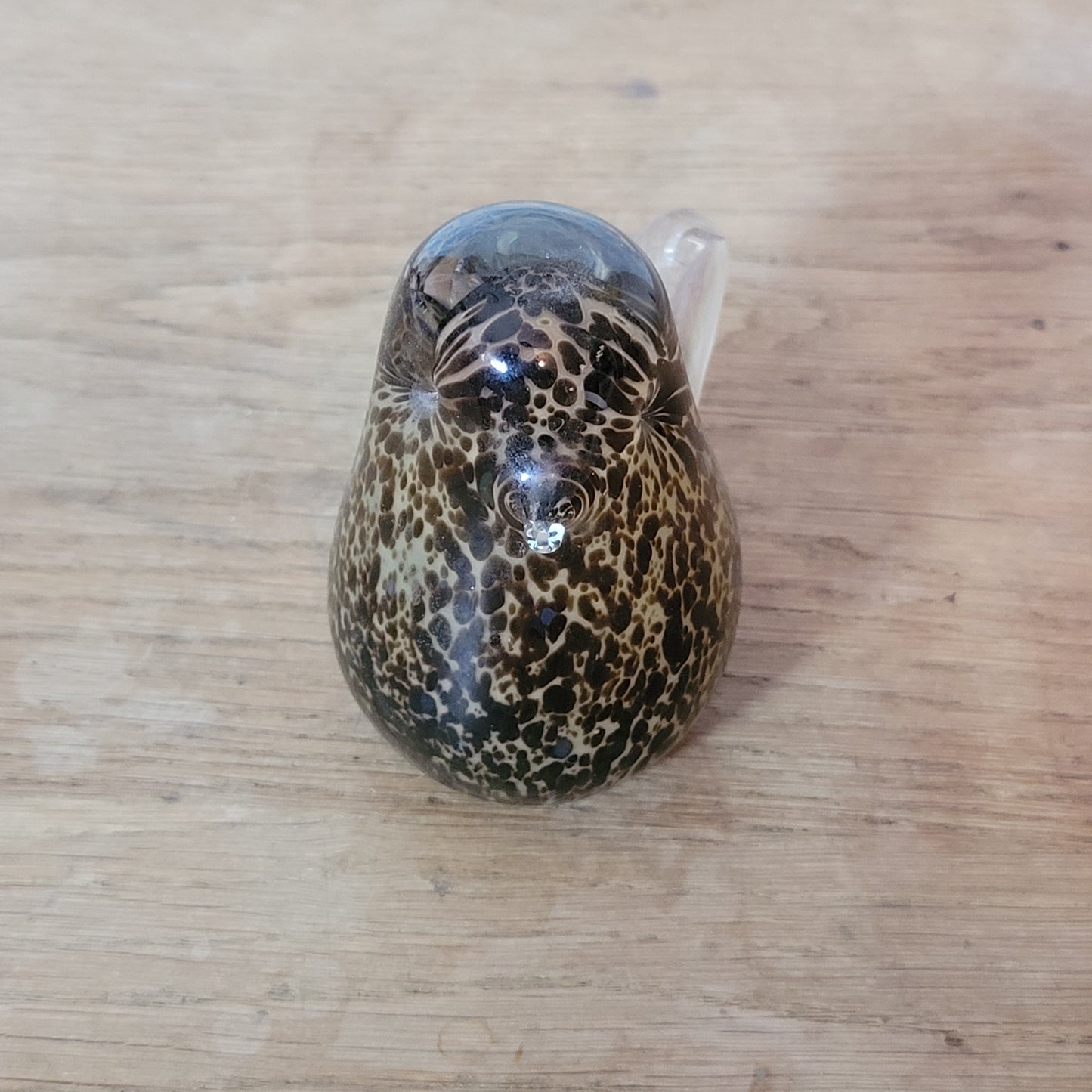1970s Wedgwood speckled brown art glass bird paperweight