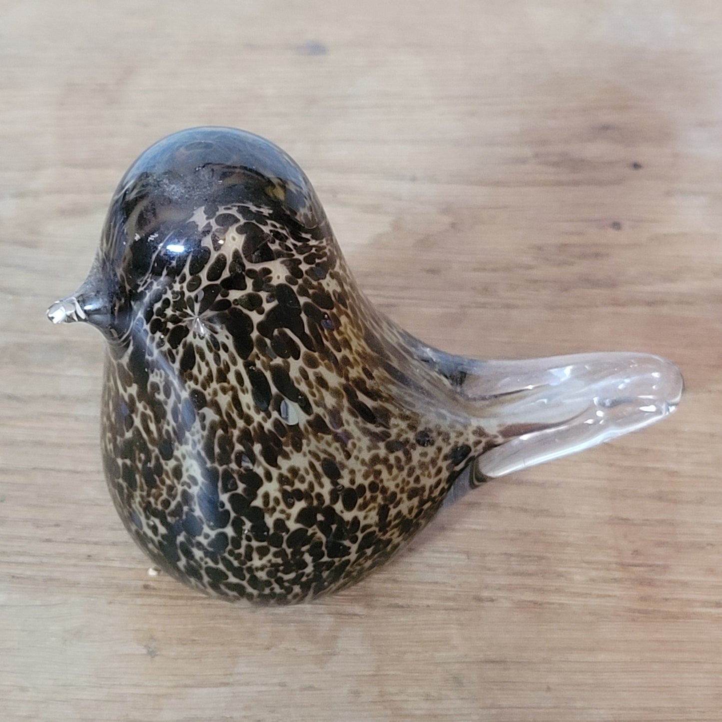 1970s Wedgwood speckled brown art glass bird paperweight