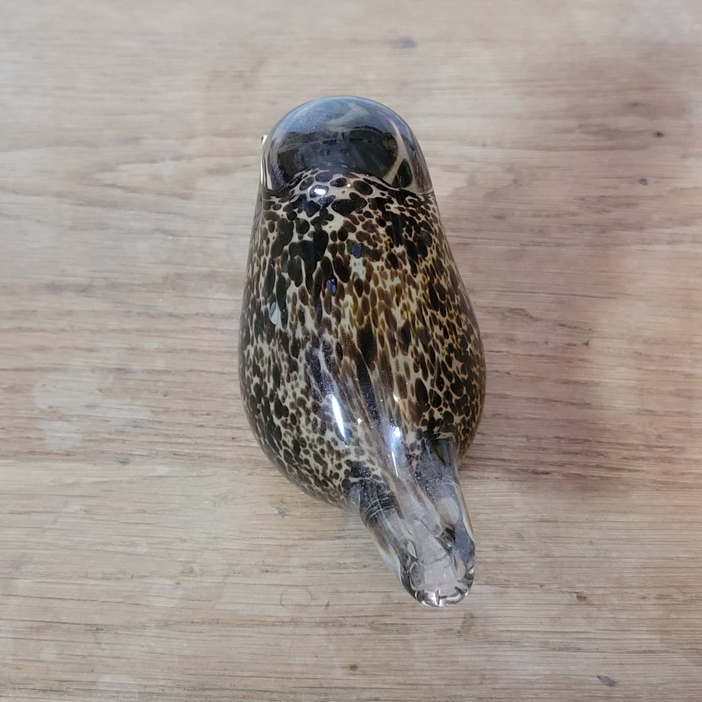 1970s Wedgwood speckled brown art glass bird paperweight