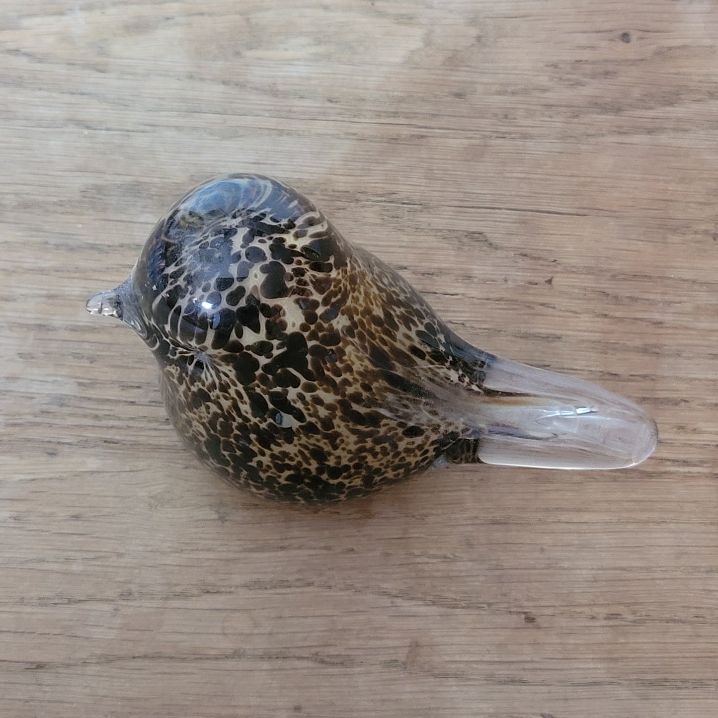 1970s Wedgwood speckled brown art glass bird paperweight