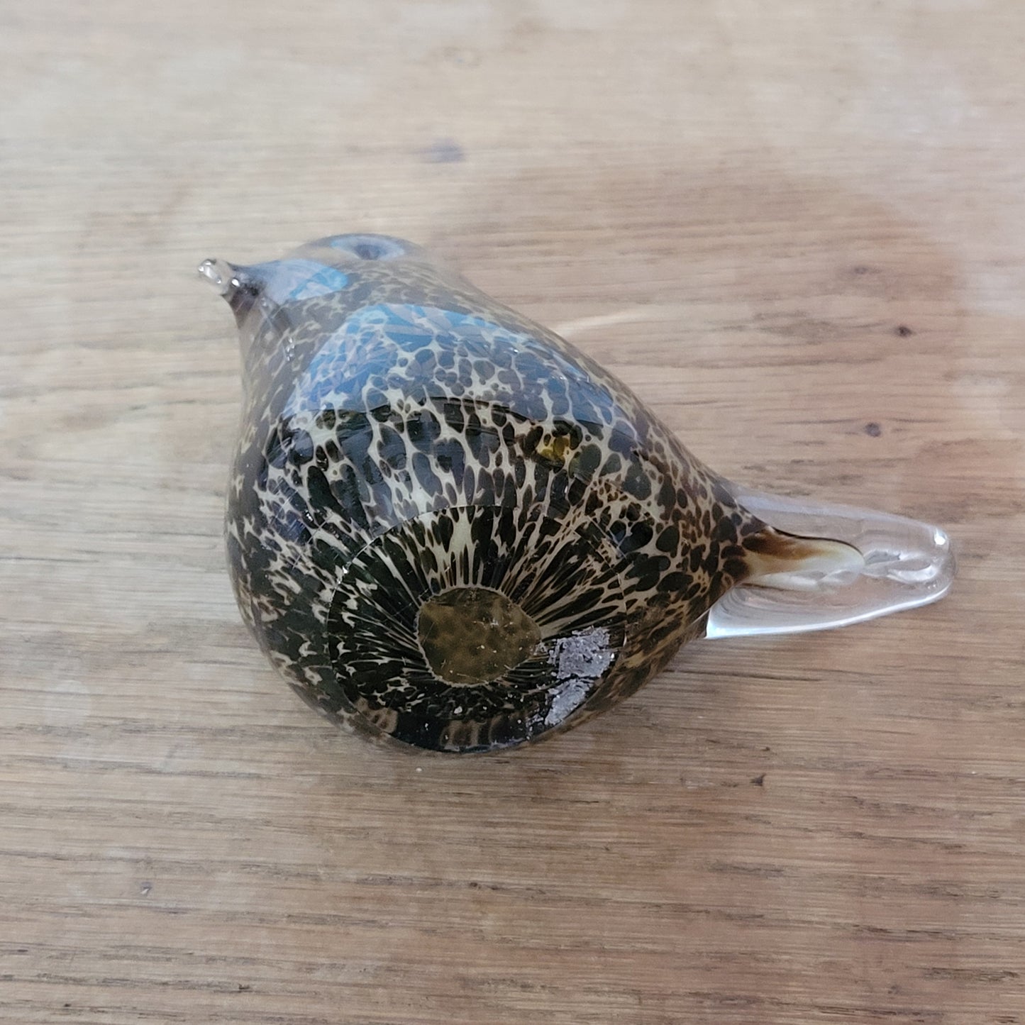 1970s Wedgwood speckled brown art glass bird paperweight