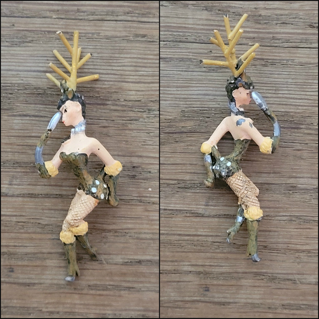 Rare mid-century hand-painted lead showgirl tree ornaments