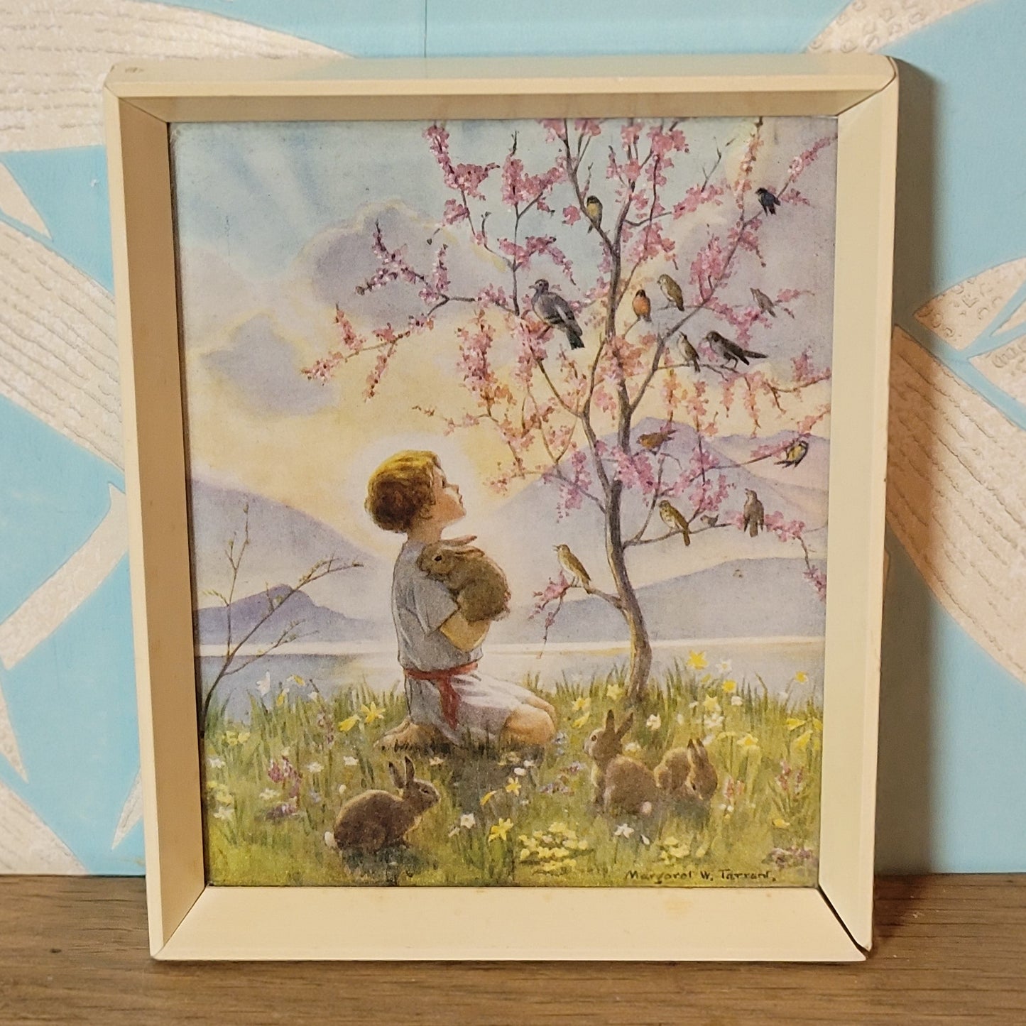 Vintage framed small "Morning Carol" print by Margaret W. Tarrant