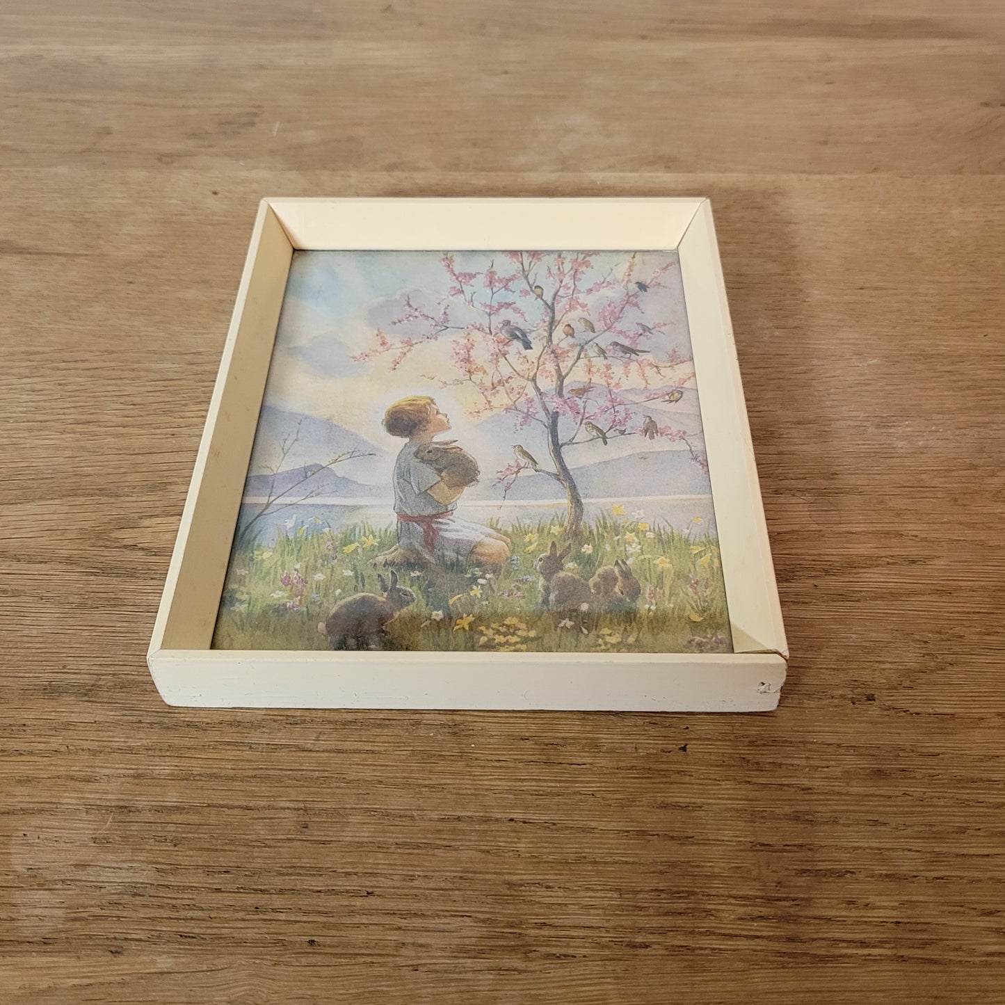 Vintage framed small "Morning Carol" print by Margaret W. Tarrant