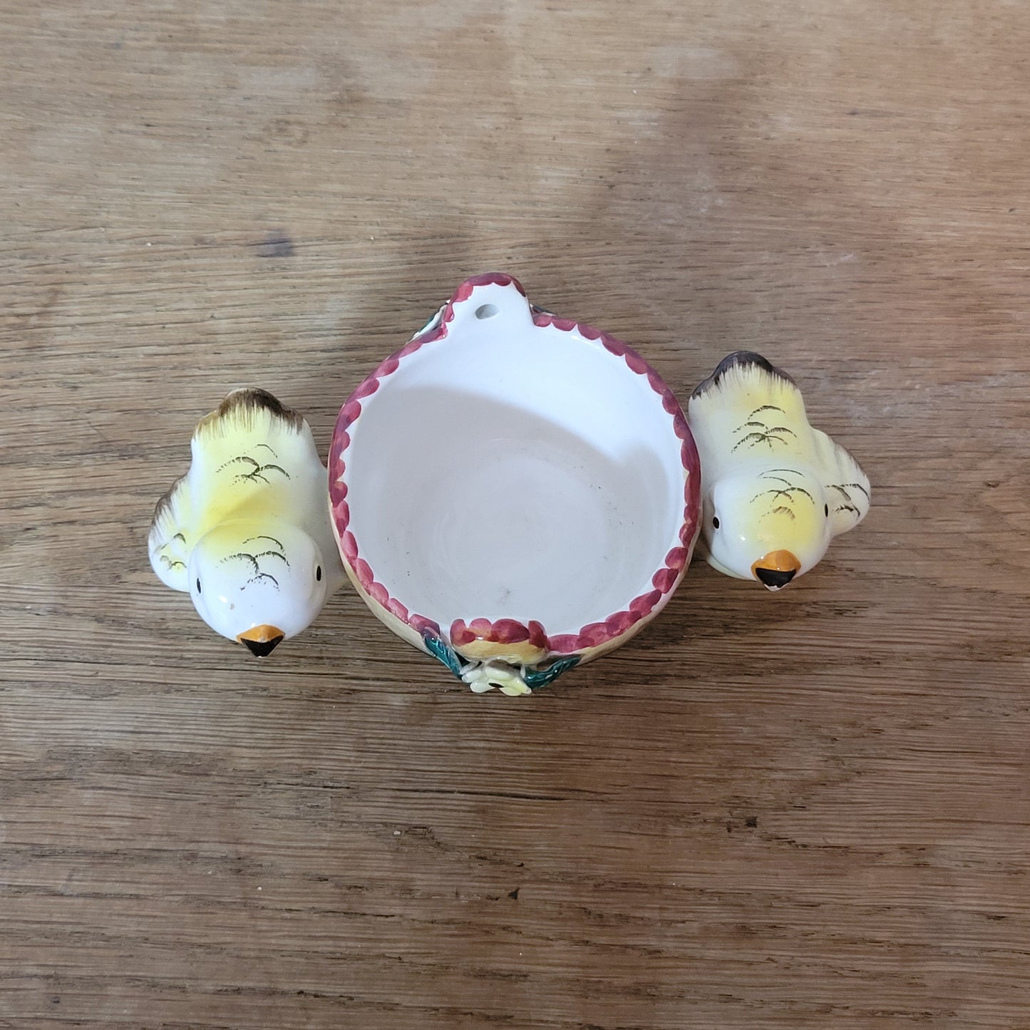 1950s Italian hand-painted ceramic chick mini wall pocket / salt holder