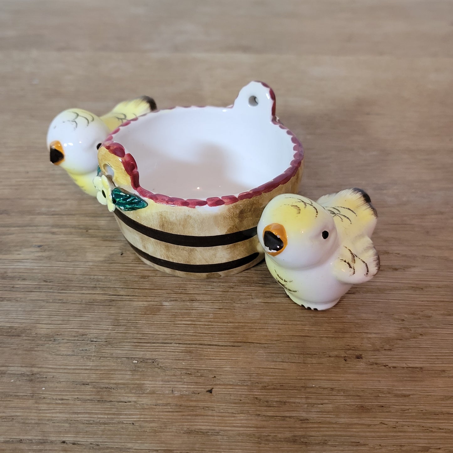 1950s Italian hand-painted ceramic chick mini wall pocket / salt holder