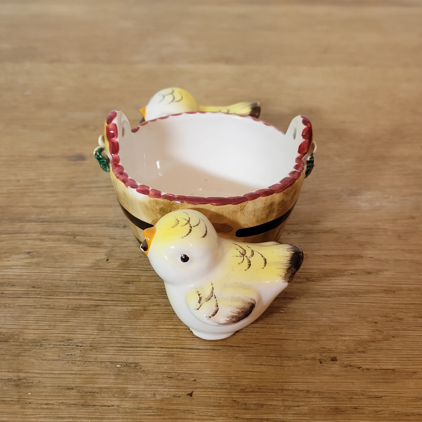 1950s Italian hand-painted ceramic chick mini wall pocket / salt holder