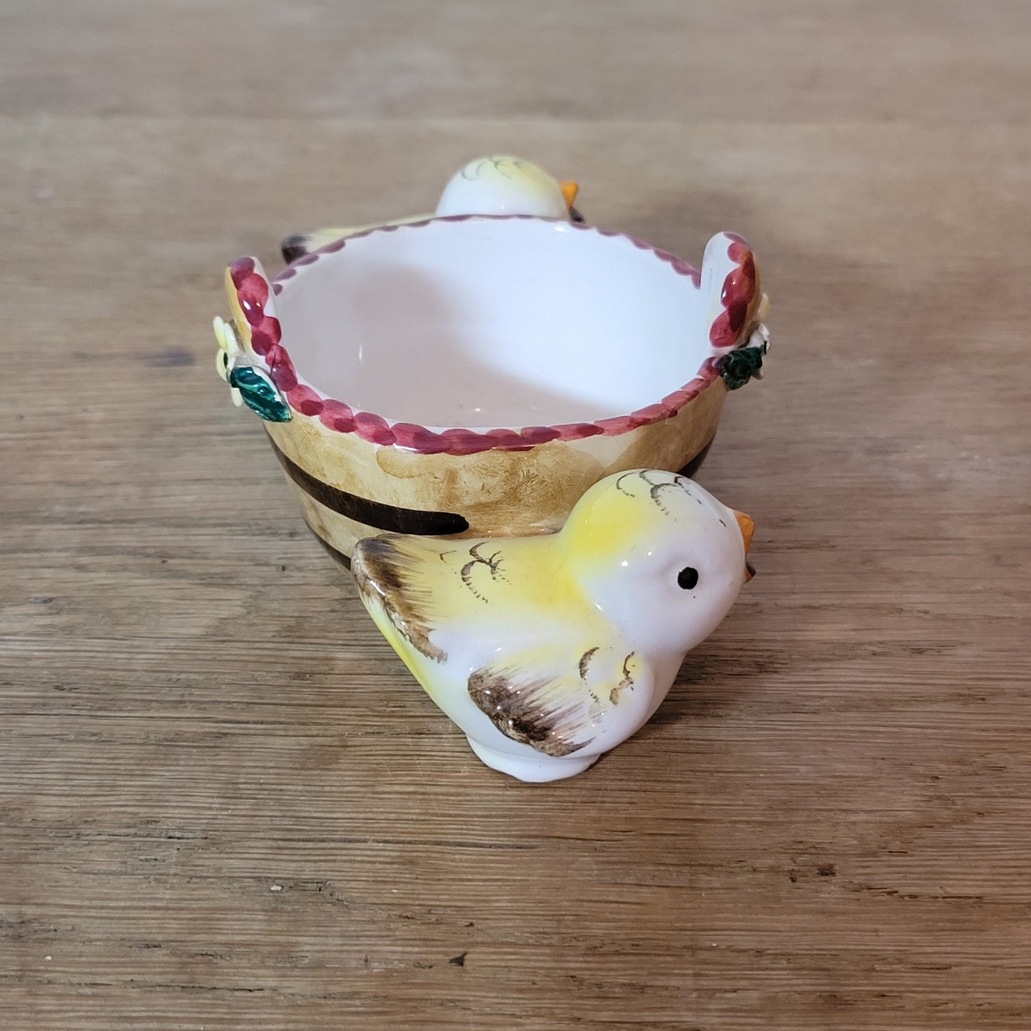1950s Italian hand-painted ceramic chick mini wall pocket / salt holder