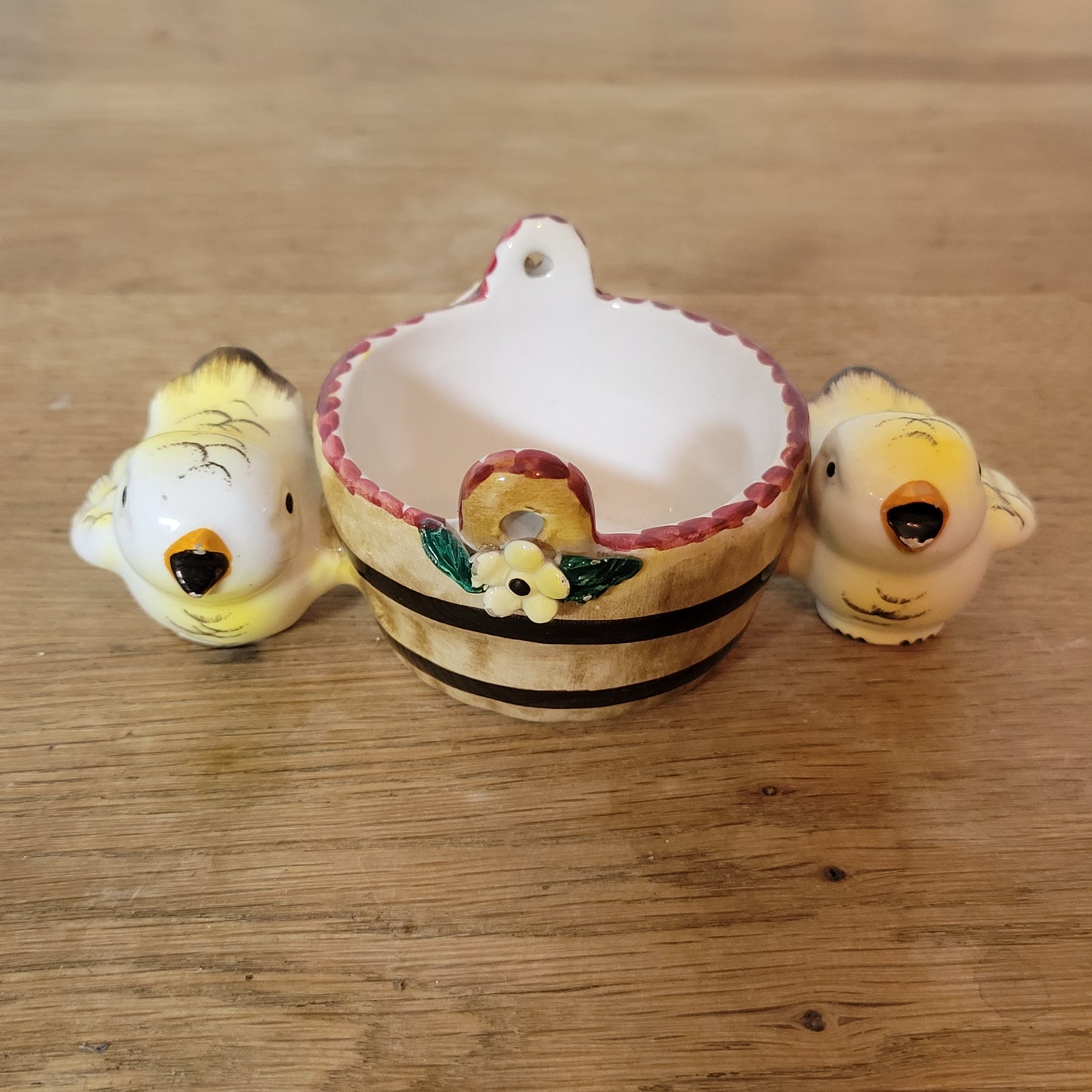 1950s Italian hand-painted ceramic chick mini wall pocket / salt holder