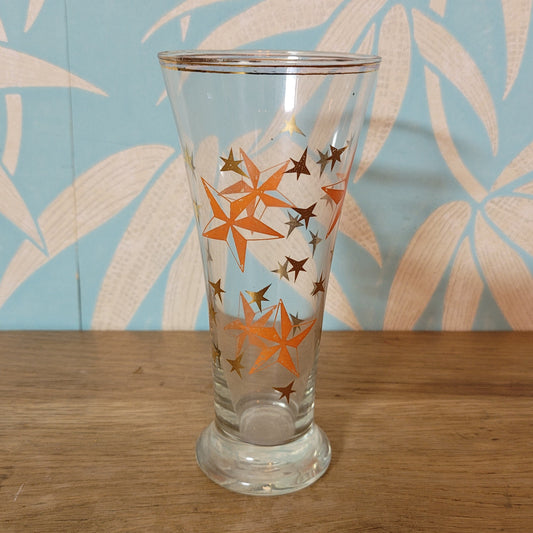 1960s atomic starburst pilsner glass with gilt rim