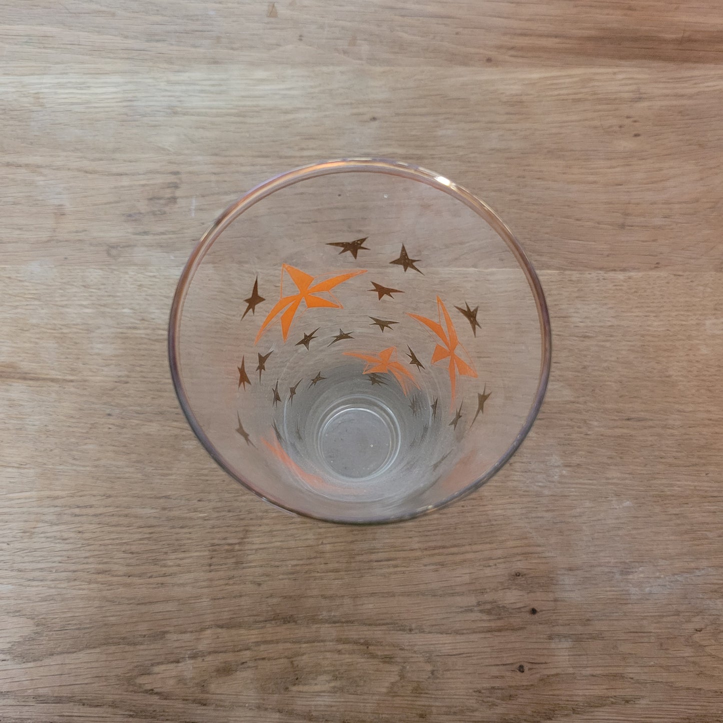 1960s atomic starburst pilsner glass with gilt rim