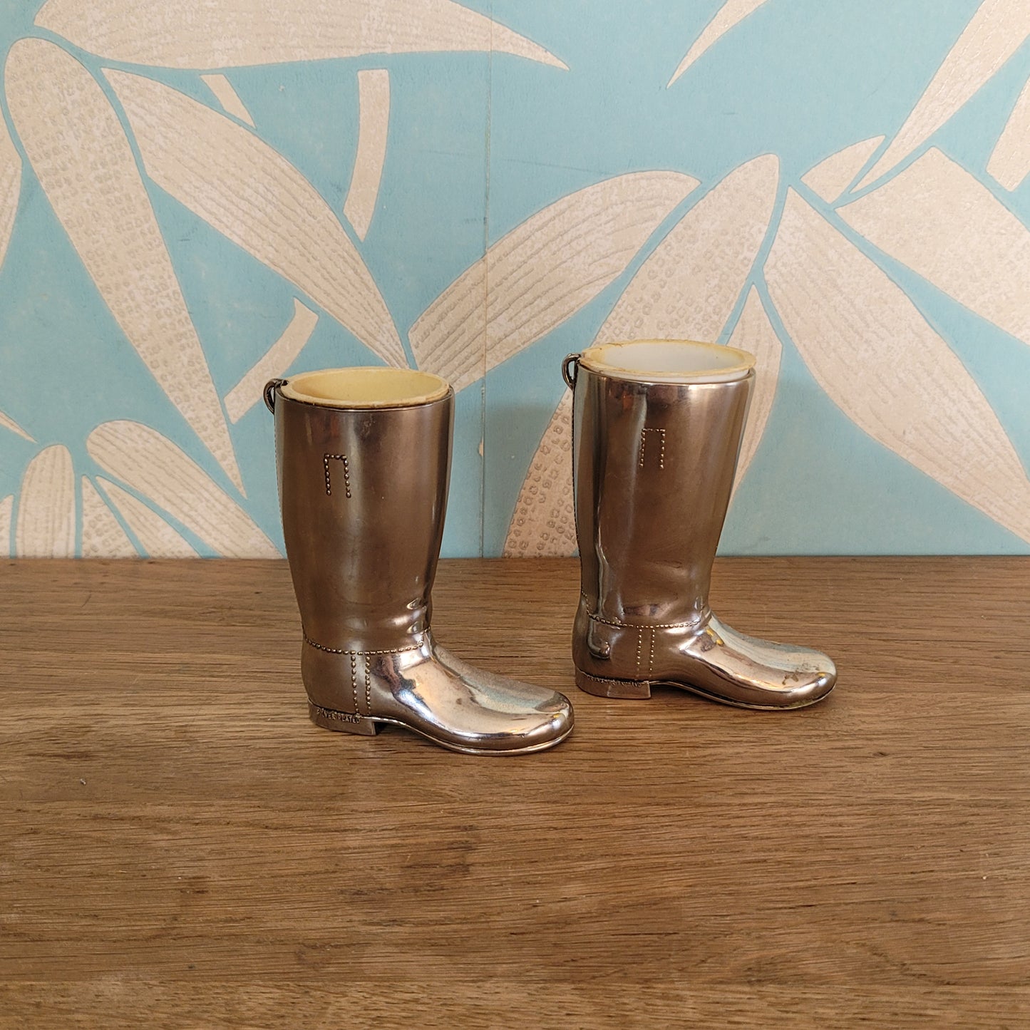 Pair of 1960s/70s Grenadier silver-plated riding boot spirit measures