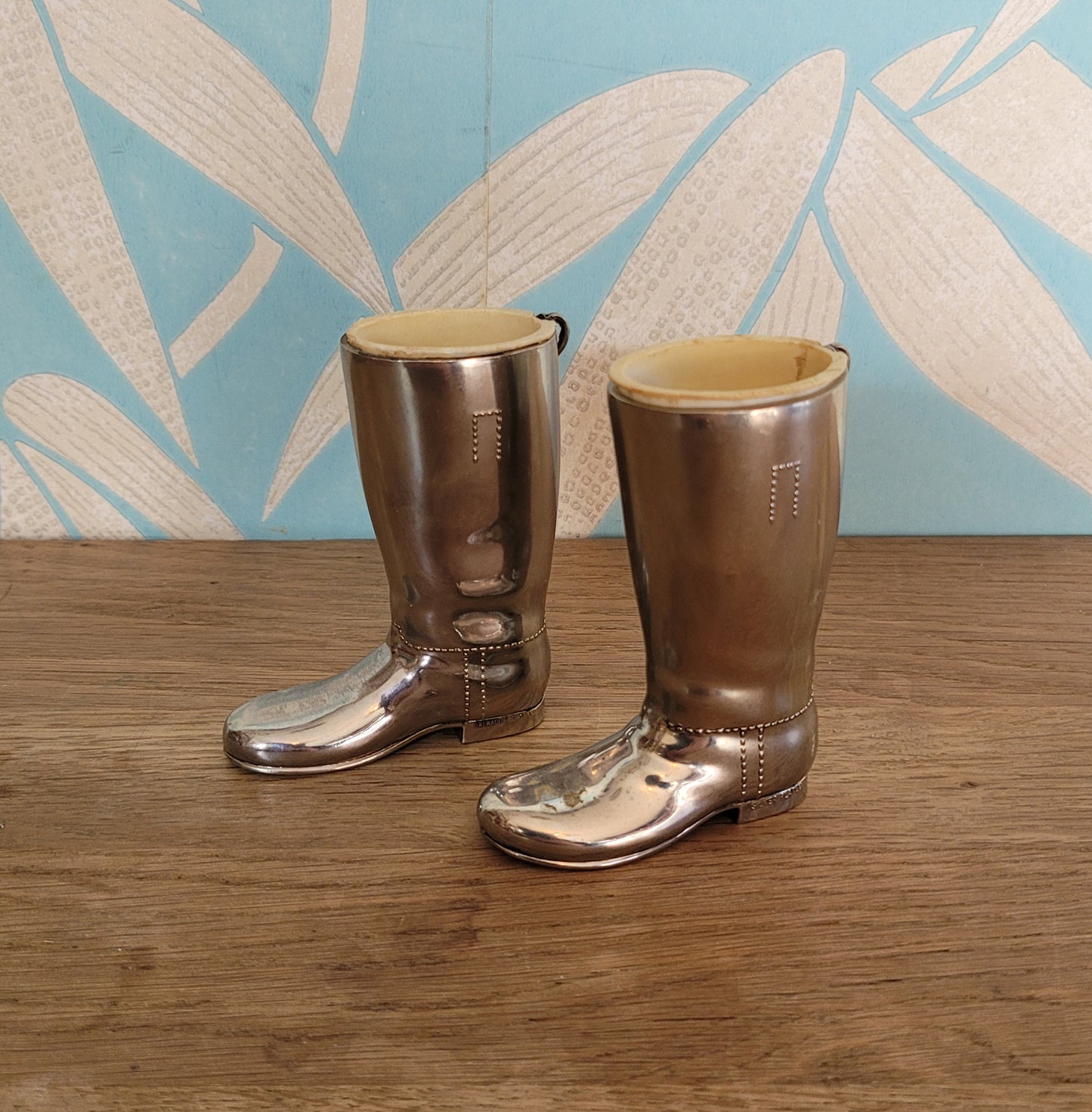 Pair of 1960s/70s Grenadier silver-plated riding boot spirit measures