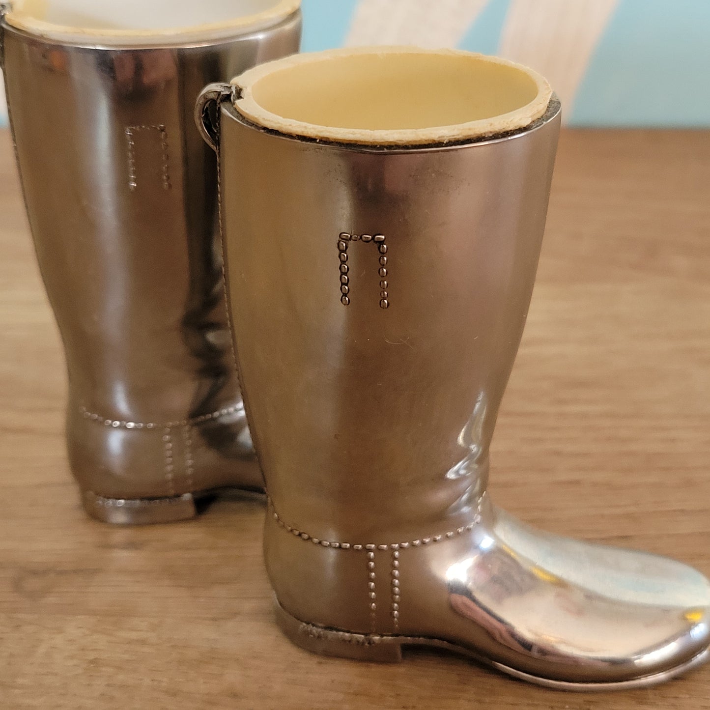 Pair of 1960s/70s Grenadier silver-plated riding boot spirit measures