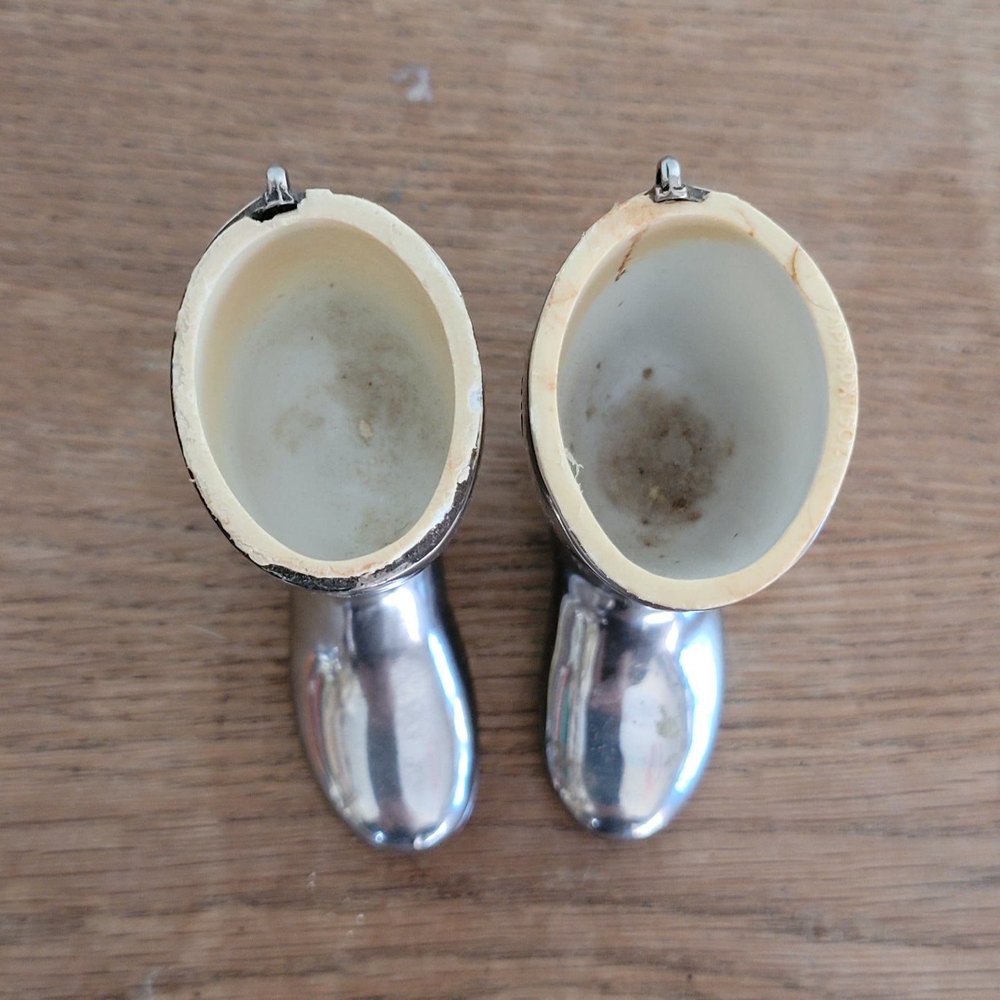 Pair of 1960s/70s Grenadier silver-plated riding boot spirit measures
