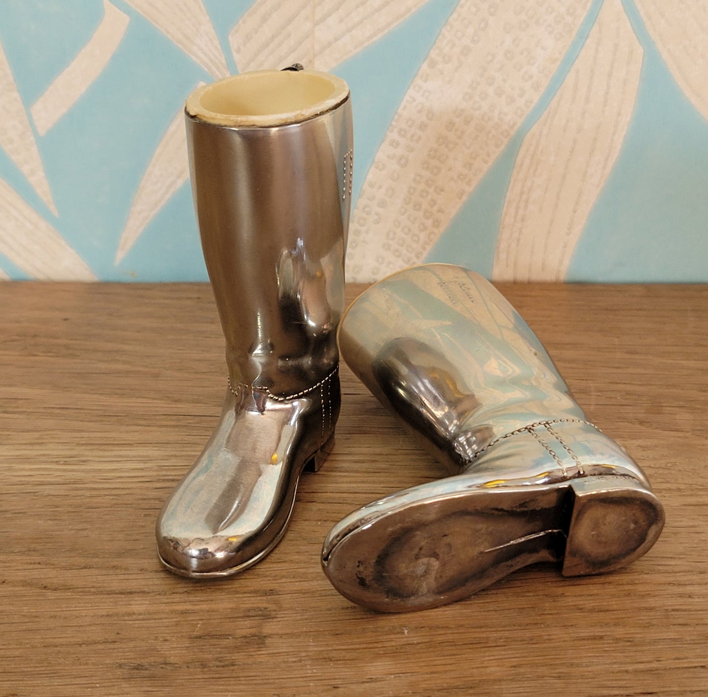 Pair of 1960s/70s Grenadier silver-plated riding boot spirit measures
