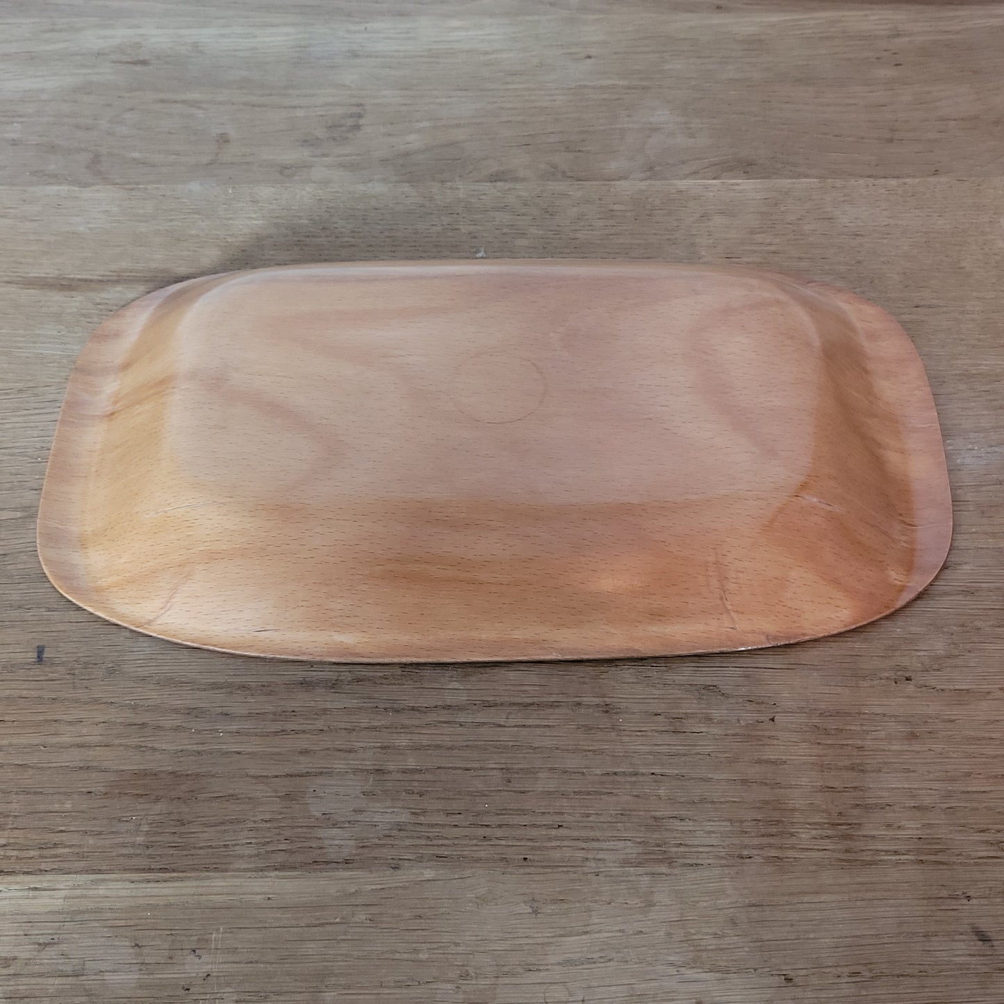 Vintage moulded ply veneer sandwich tray, monochrome checks & oranges