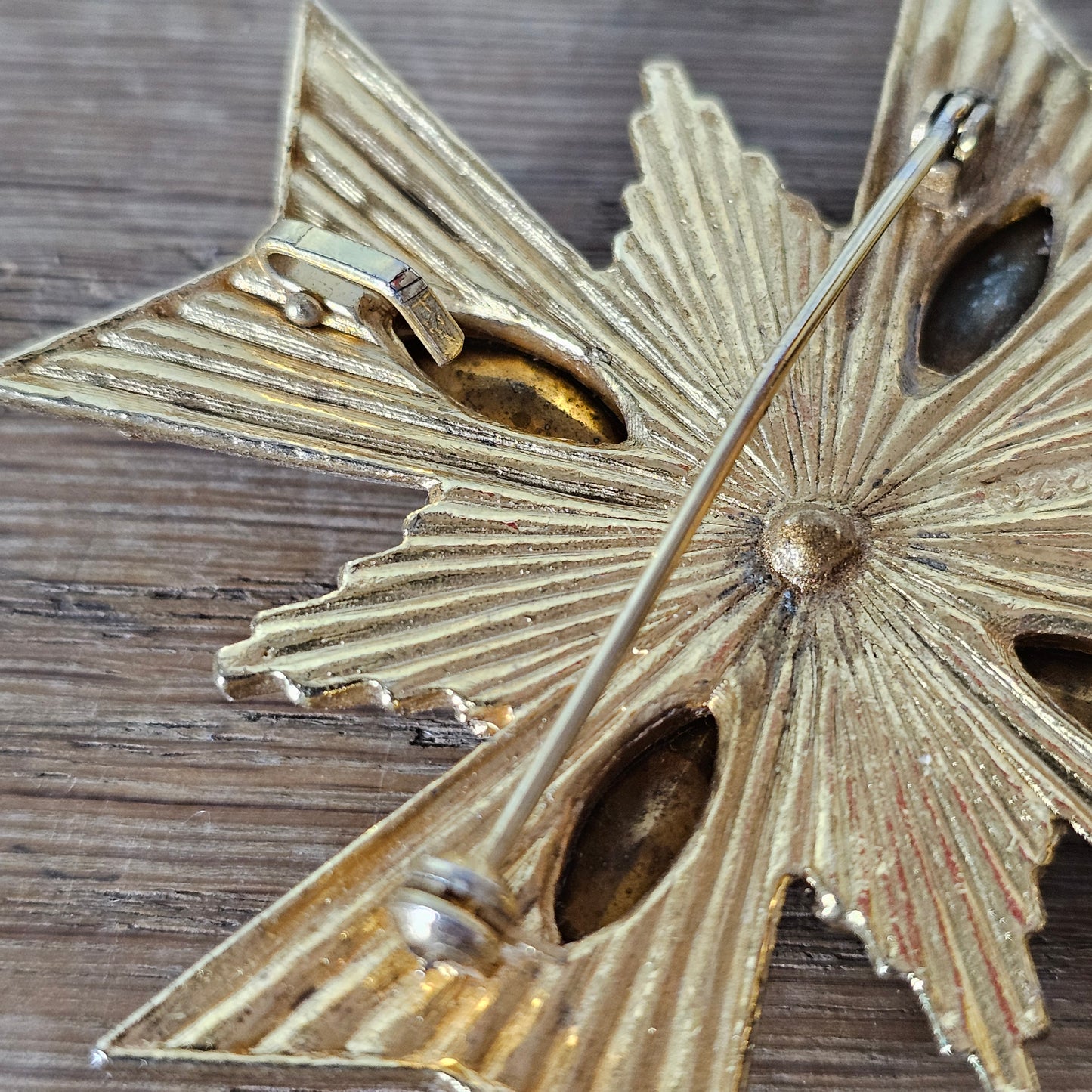Large 1960s Sphinx gold-tone & multicoloured rhinestone Maltese Cross brooch