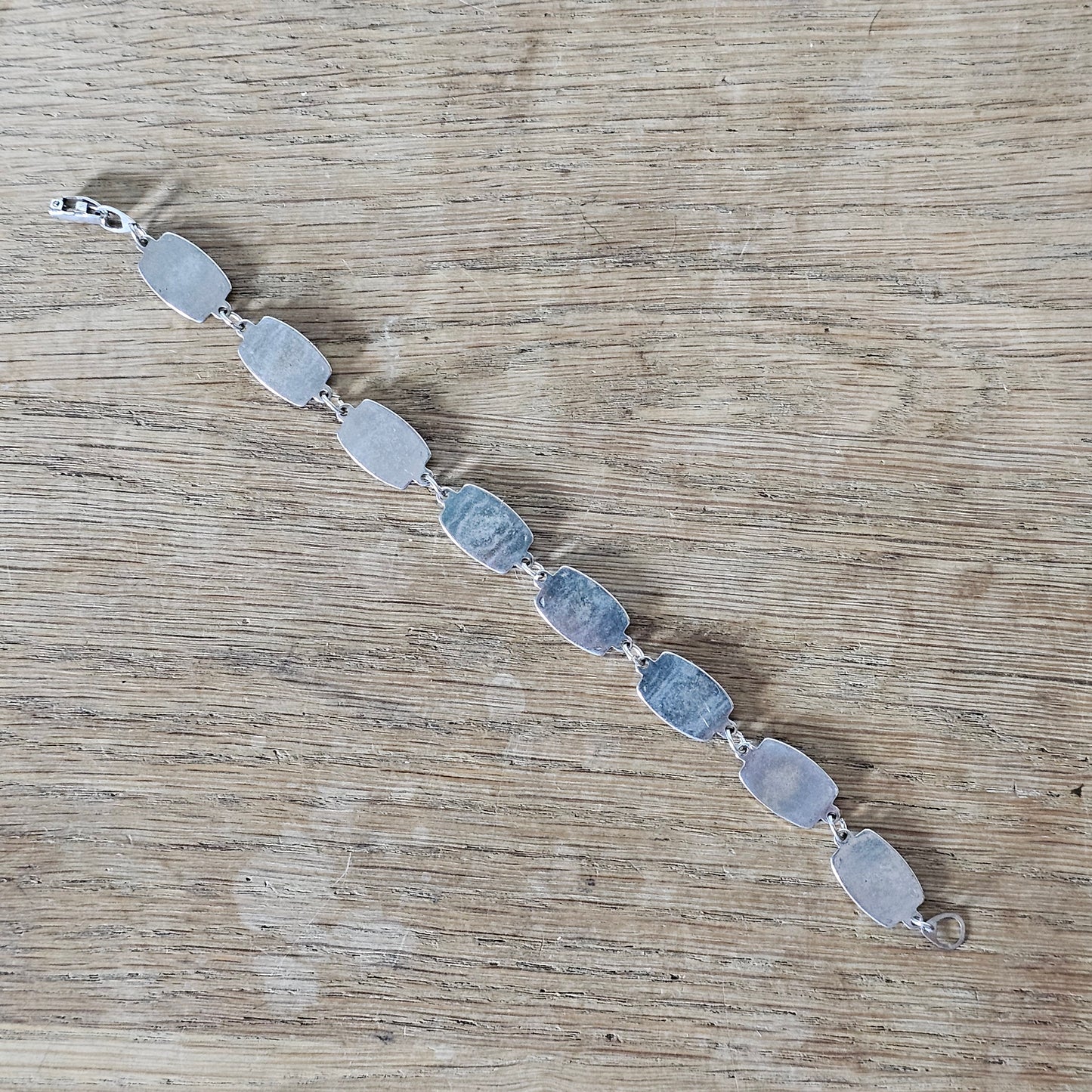 1980s/90s silver-tone Abalone shell link bracelet