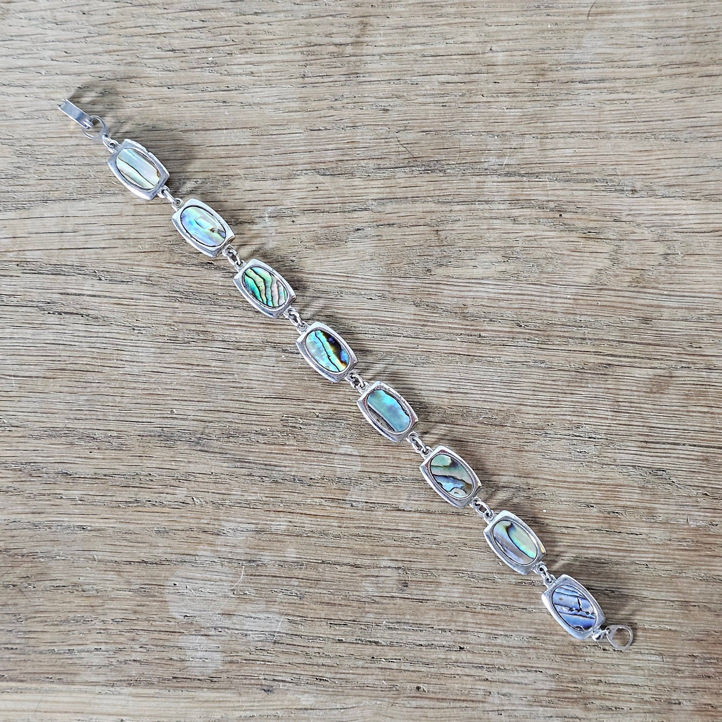 1980s/90s silver-tone Abalone shell link bracelet