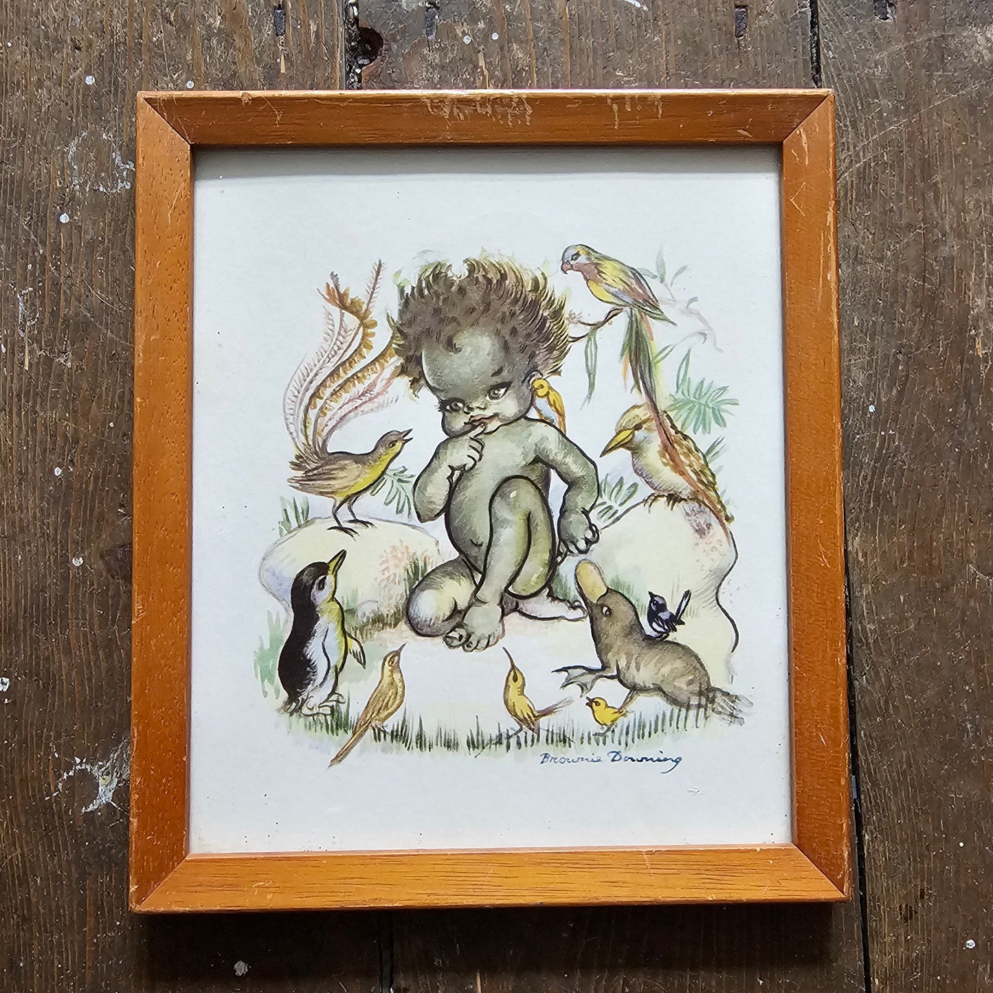 Set of four 1960s Brownie Downing framed nursery prints
