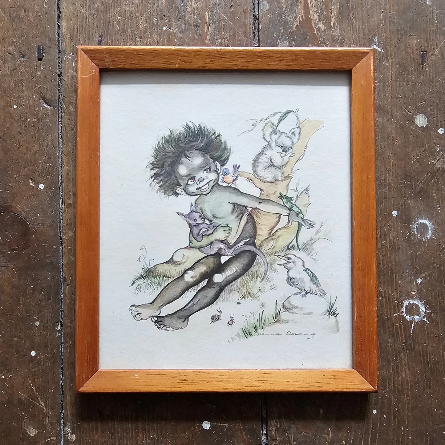 Set of four 1960s Brownie Downing framed nursery prints