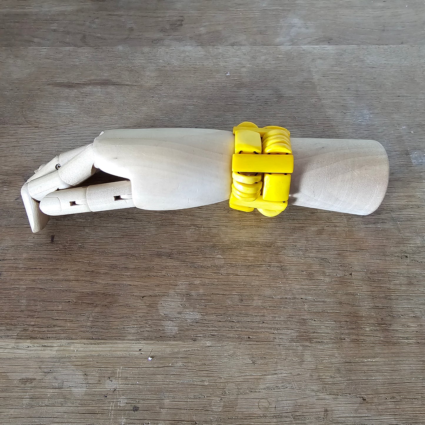 1970s butterscotch yellow geometric resin panel bracelet