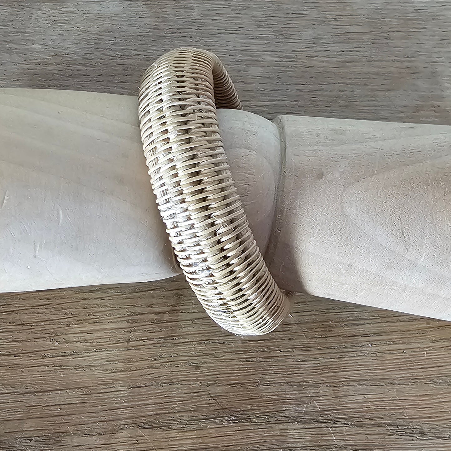 Vintage woven rattan boho natural fibre bangle