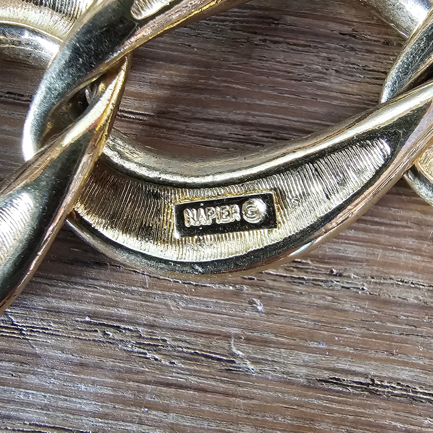 1950s/60s Napier gold-tone & cream enamel chunky link bracelet