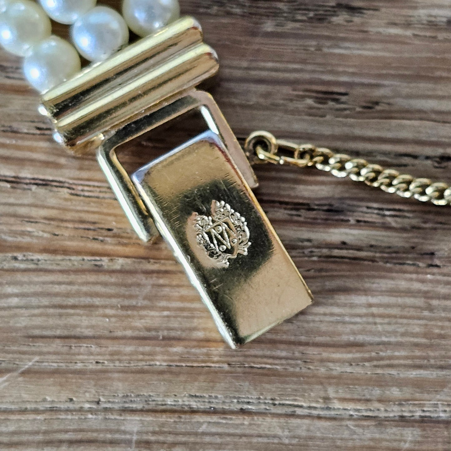 Vintage St Michael gold-tone and faux pearl bracelet Quartz ladies bracelet watch