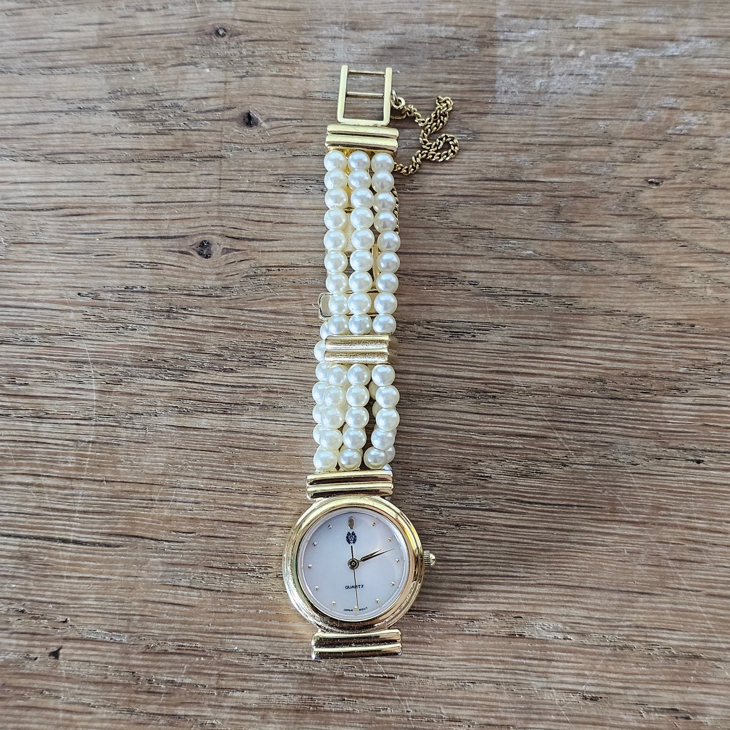 Vintage St Michael gold-tone and faux pearl bracelet Quartz ladies bracelet watch