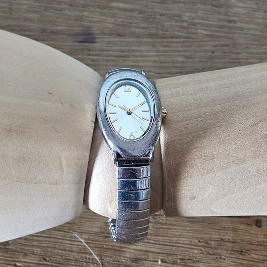 circa. 2000 Marks & Spencer Quartz silver-tone oval ladies stretch bracelet watch