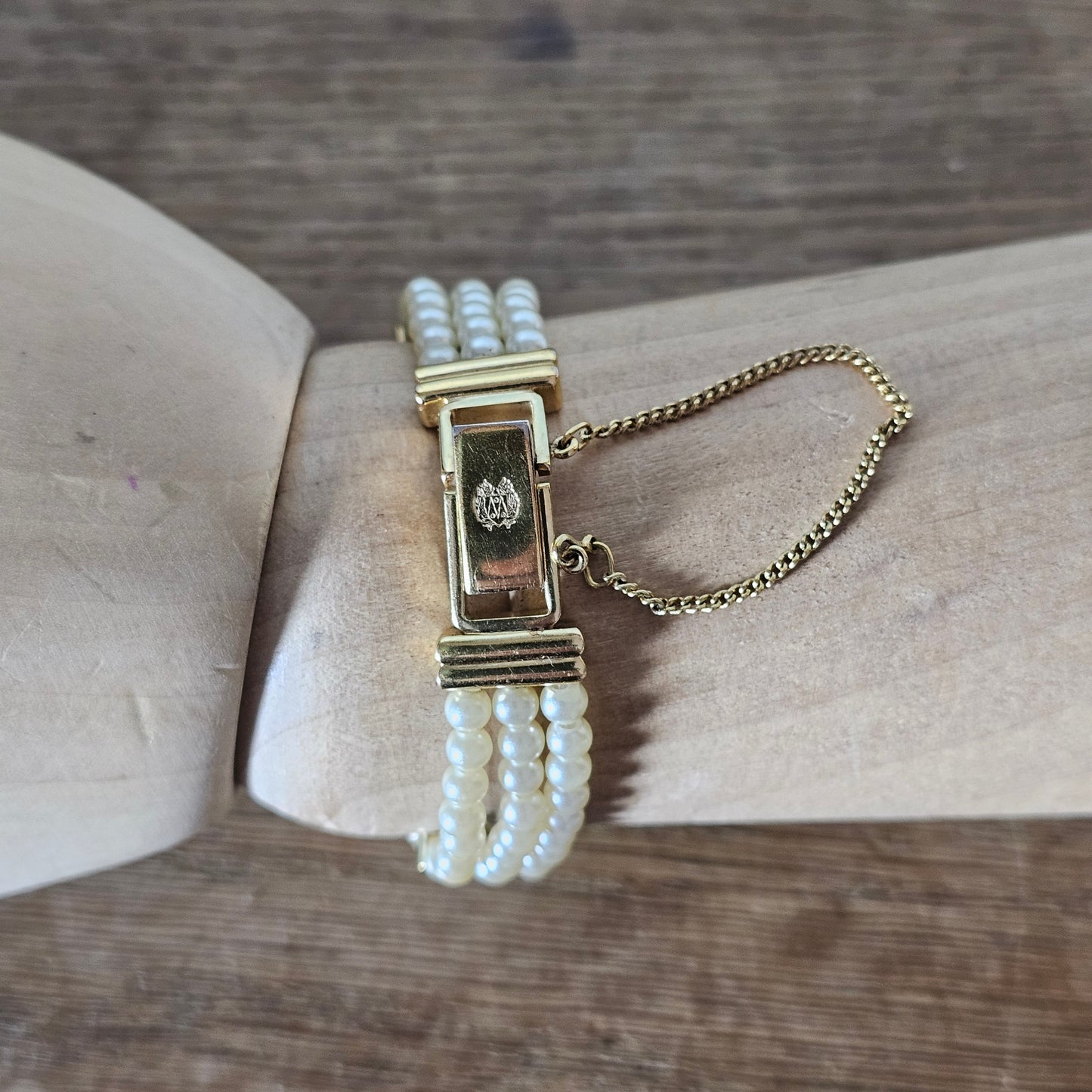 Vintage St Michael gold-tone and faux pearl bracelet Quartz ladies bracelet watch