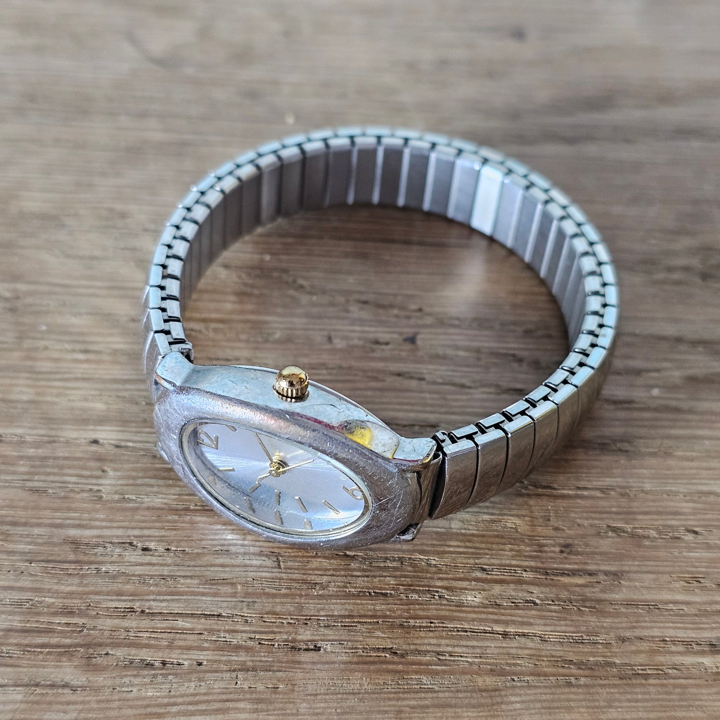 circa. 2000 Marks & Spencer Quartz silver-tone oval ladies stretch bracelet watch
