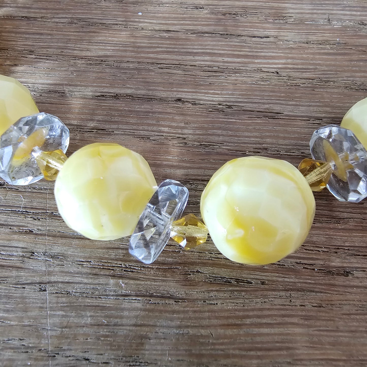 circa. 1930s Czech yellow uranium glass bead necklace