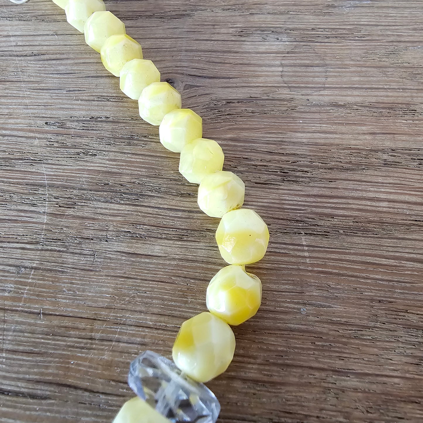 circa. 1930s Czech yellow uranium glass bead necklace