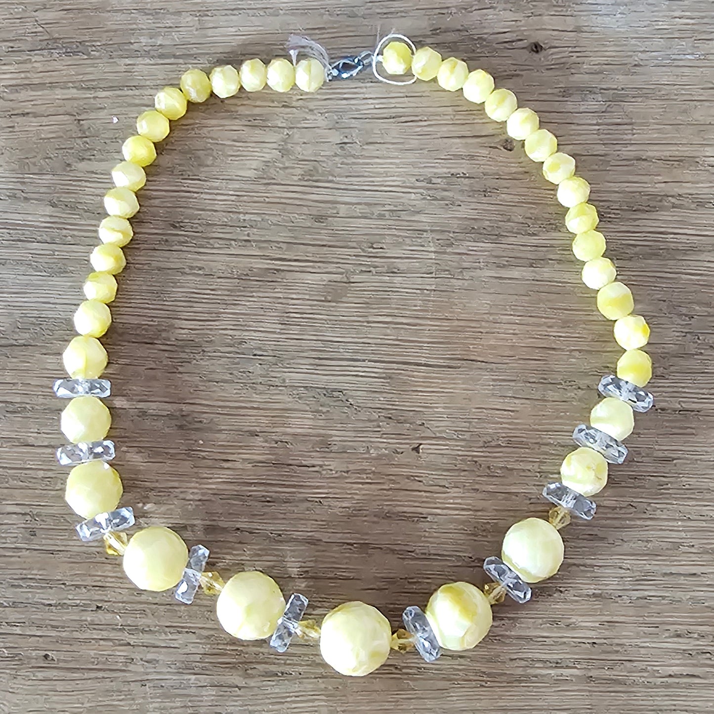 circa. 1930s Czech yellow uranium glass bead necklace