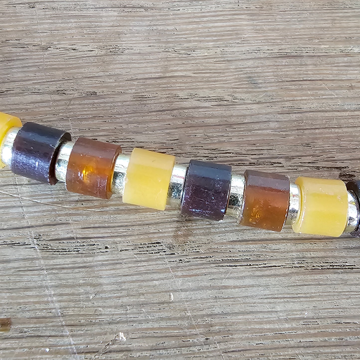 Y2K brown & amber tone plastic disc bead necklace