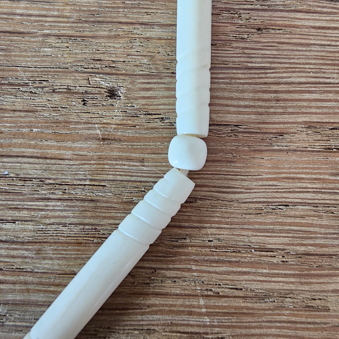 1960s cream carved bone leaf drop necklace
