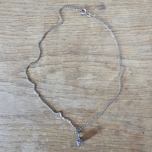 Vintage sterling silver delicate crown charm necklace