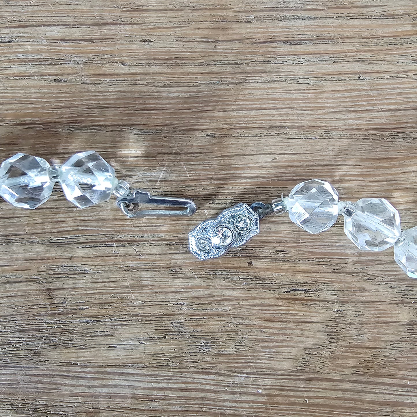 1950s clear faceted glass crystal bead necklace