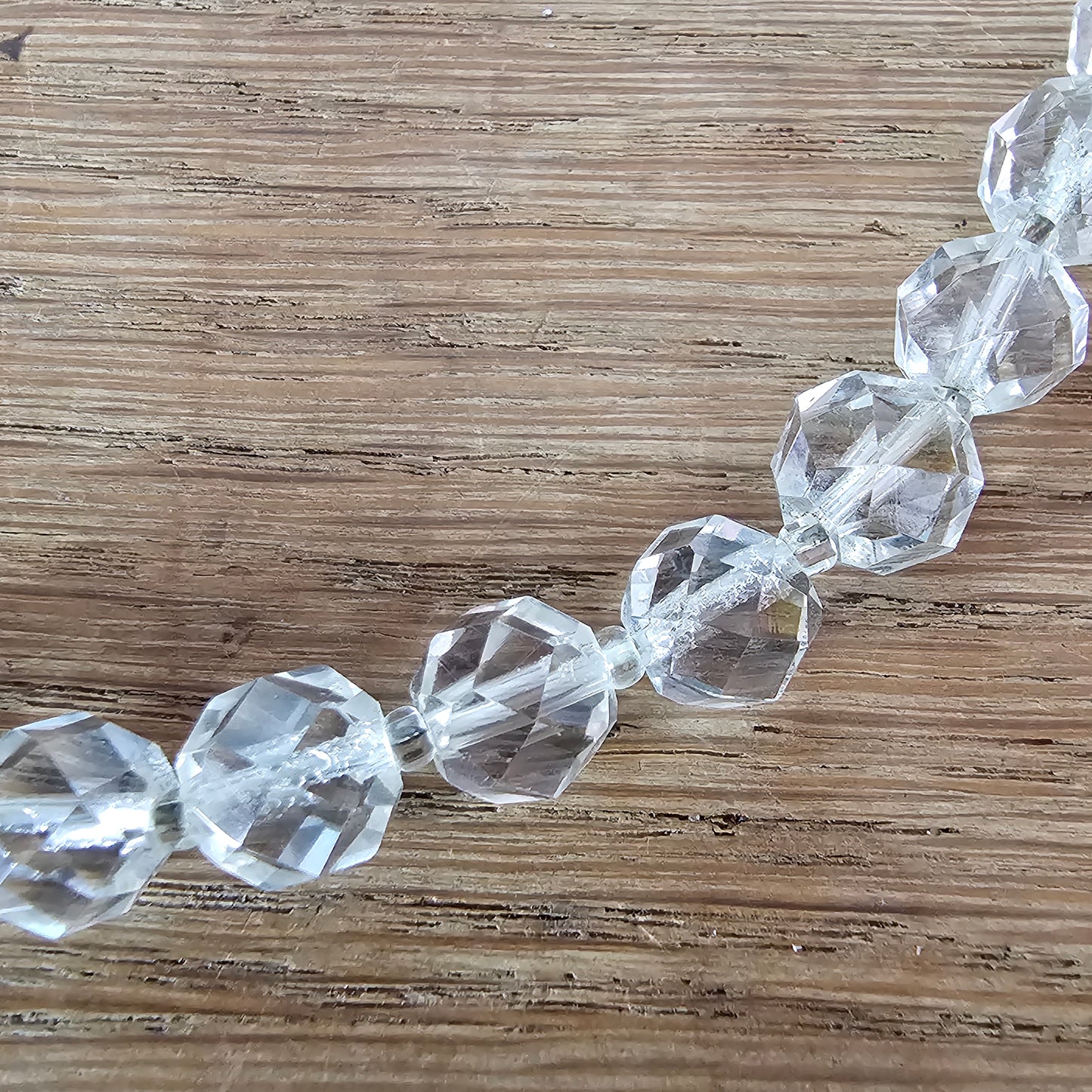 1950s clear faceted glass crystal bead necklace