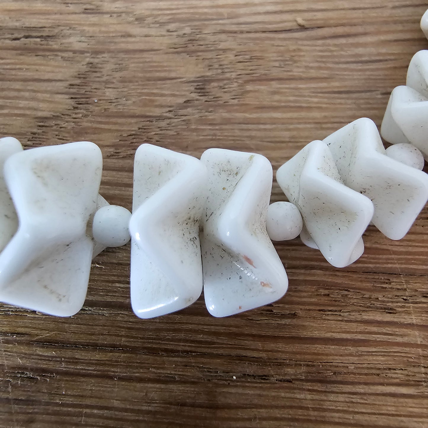 1950s West German milk glass geometric bead necklace