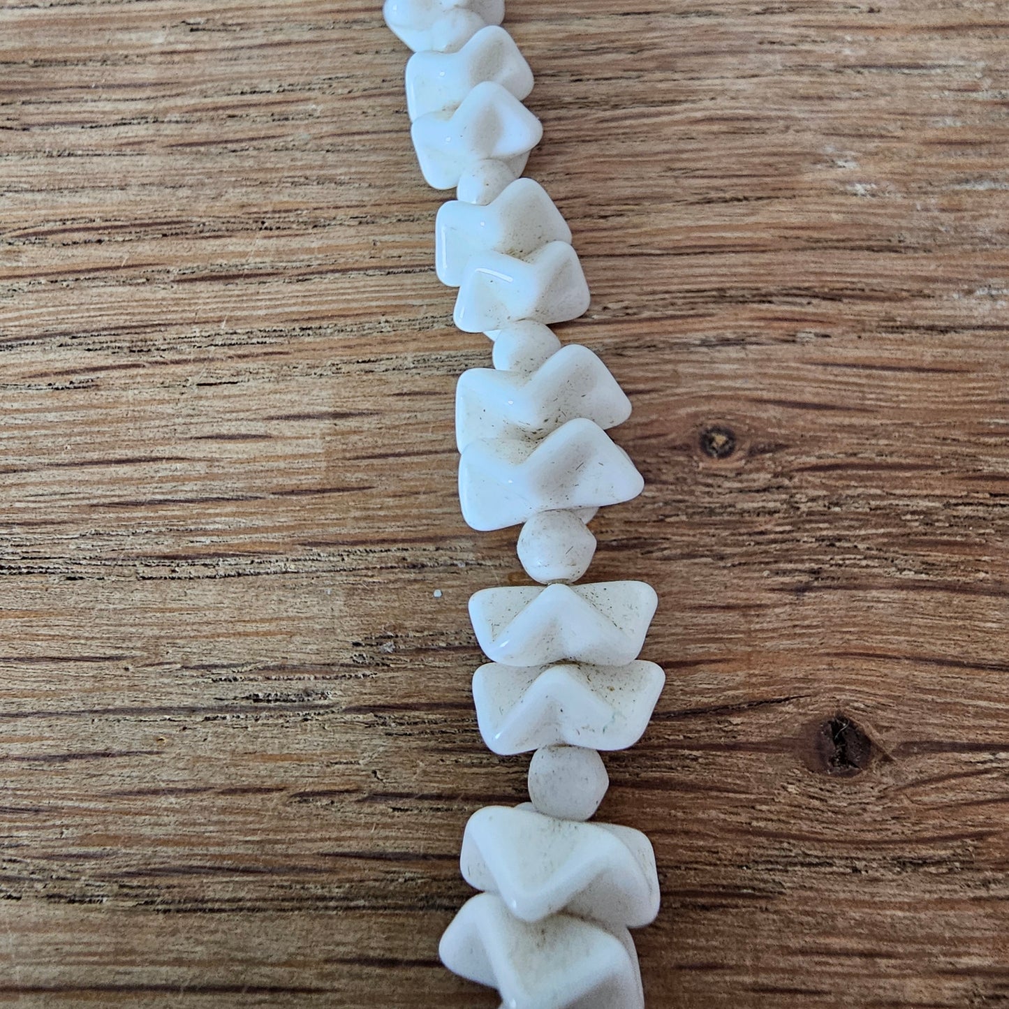 1950s West German milk glass geometric bead necklace