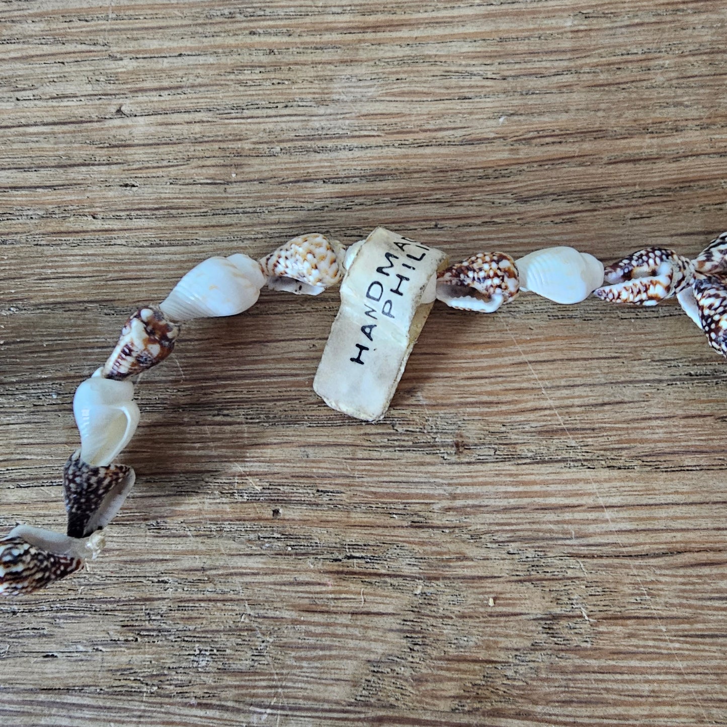 1970s handmade Philippines cowrie & conch shell necklace