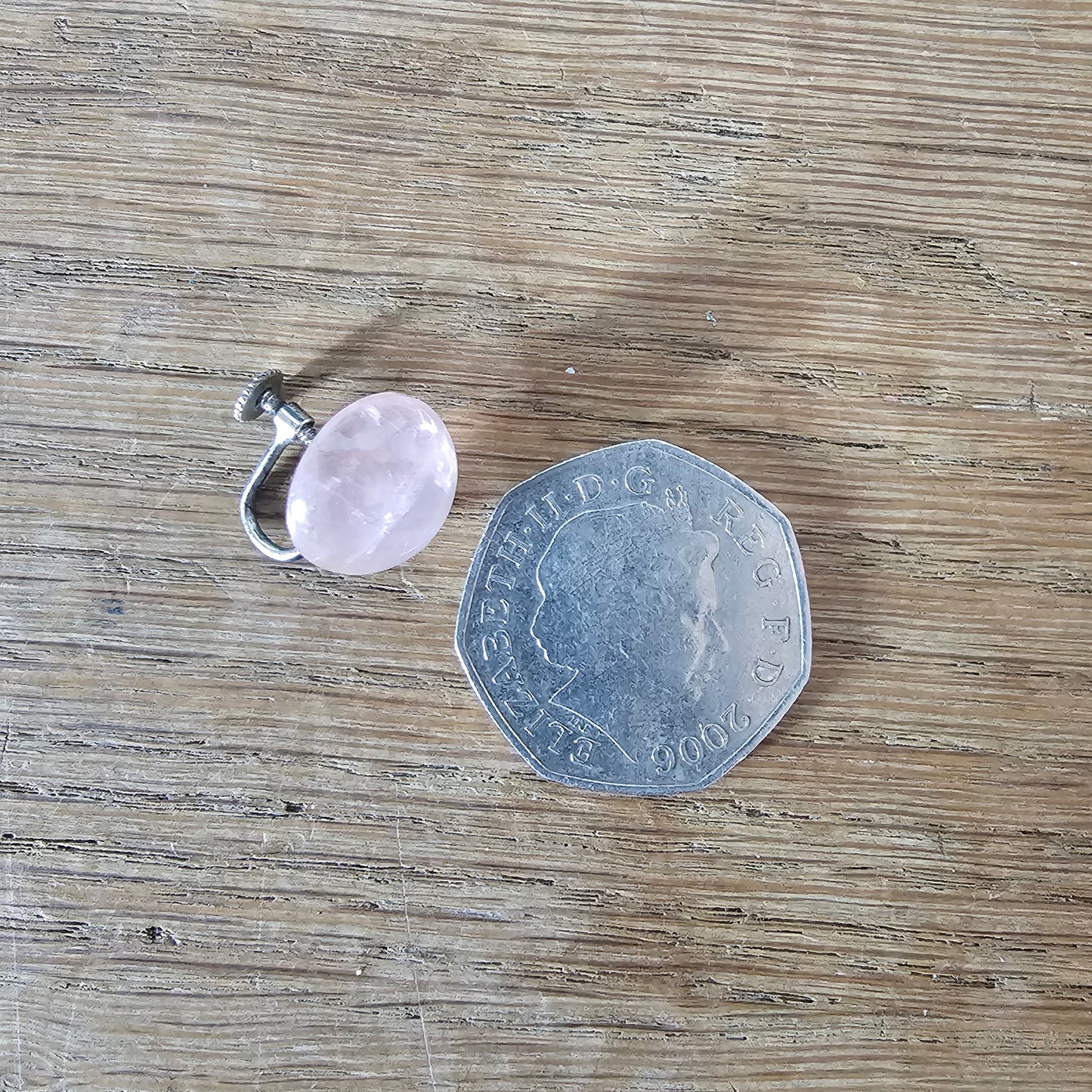 1950s/60s rose quartz bead necklace with matching ring and earrings set