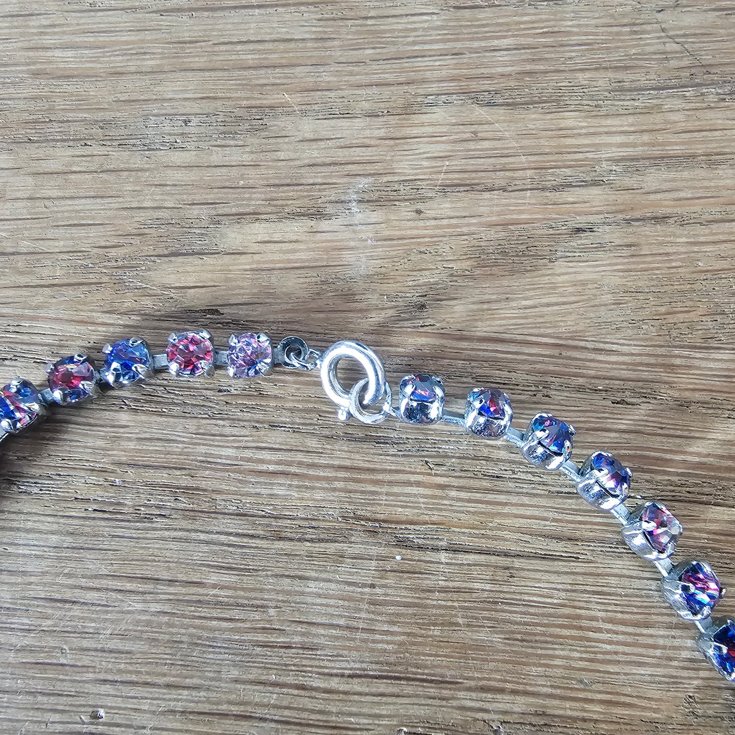 circa. 1960s iris glass rhinestone necklace