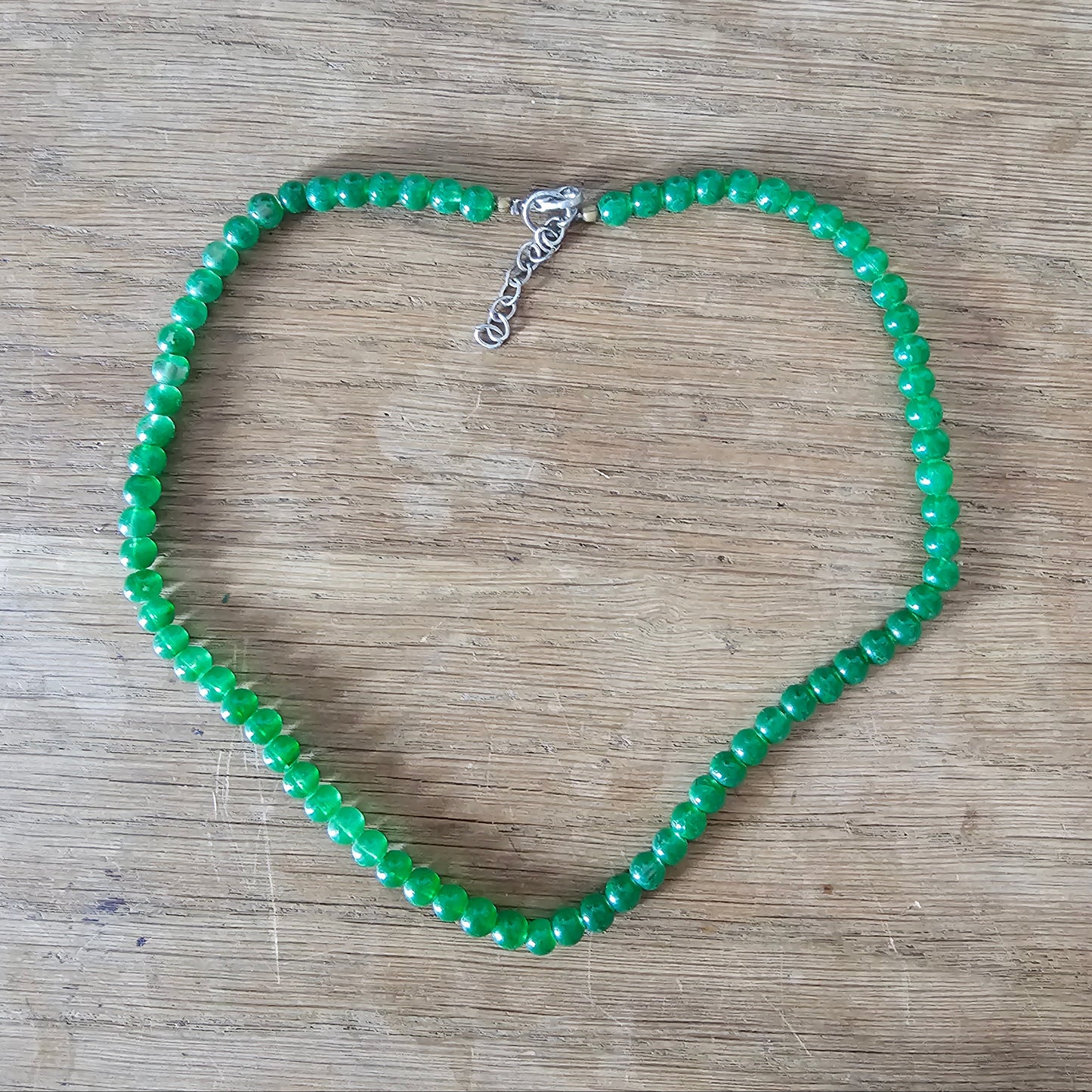 Vintage green glass beaded necklace