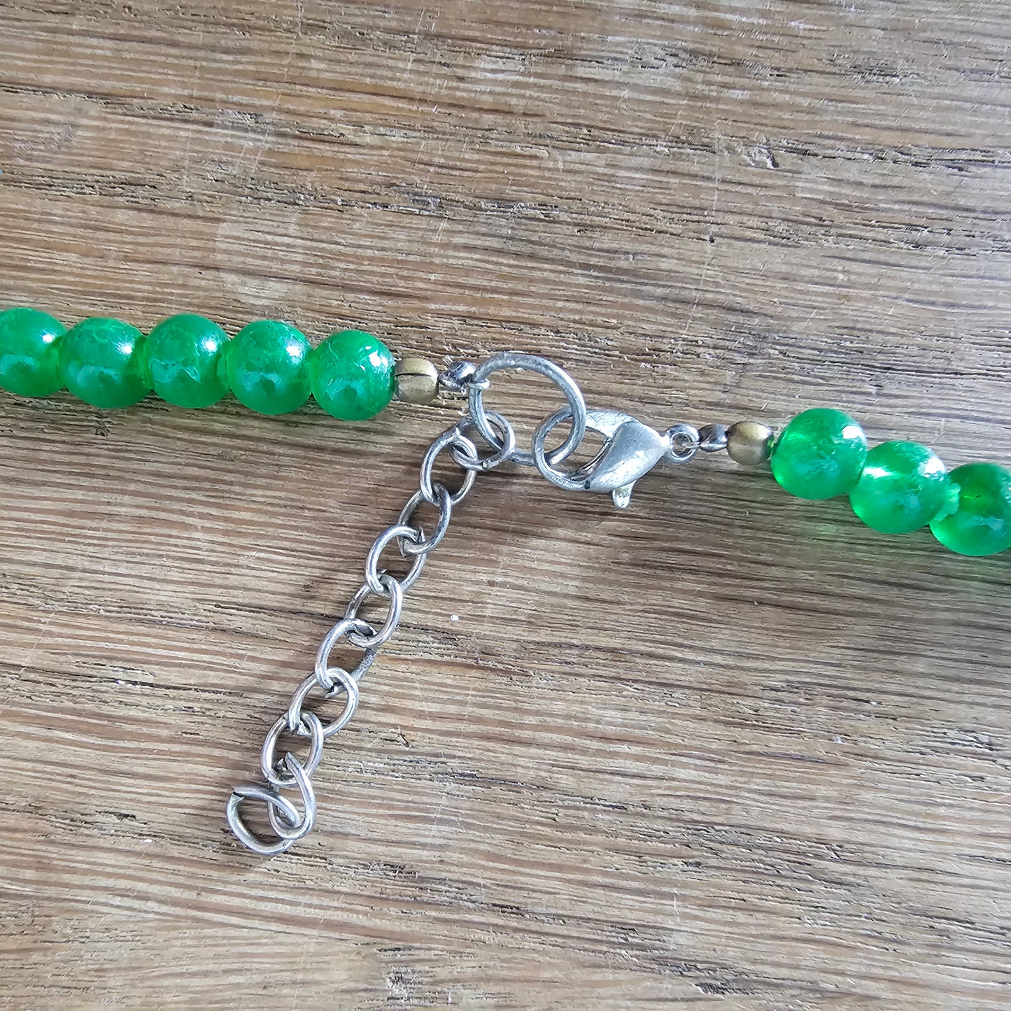 Vintage green glass beaded necklace