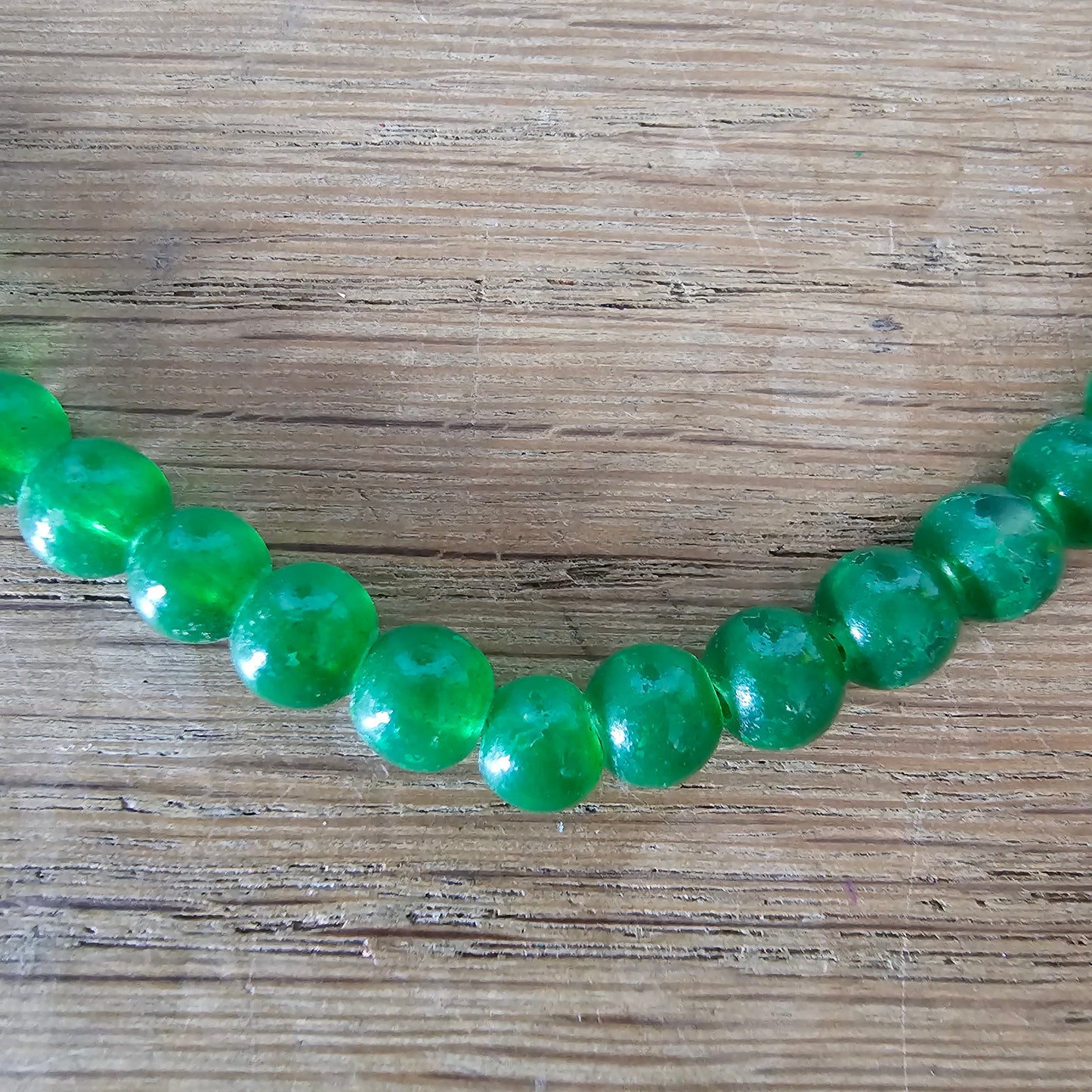Vintage green glass beaded necklace